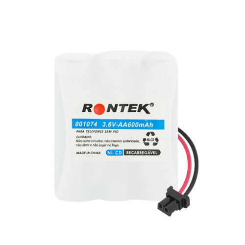 Bateria Recarregável NiCd P/telefone Sem Fio 3,6V 600mAh 3xAA Conector Universal