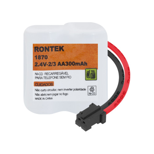 Bateria NiCd Para Telefone Sem Fio 2,4V 300mAh 2x2/3AA Conector A58