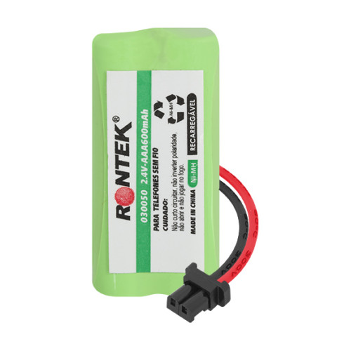 Bateria NiMh Para Telefone Sem Fio 2,4V 600mAh 2xAAA Conector Universal