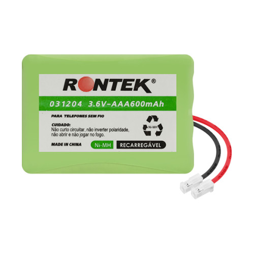 Bateria NiMh Para Telefone Sem Fio 3,6V 600mAh 3xAAA Conector Universal