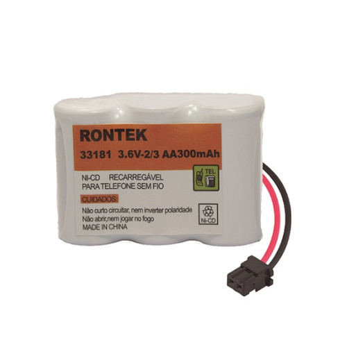 Bateria NiCd Para Telefone Sem Fio 3,6V 300mAh 3x2/3AA Conector M63