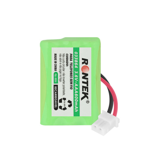 Bateria NiMh Para Telefone Sem Fio 3,6V 600mAh 3xAAA Conector Molex